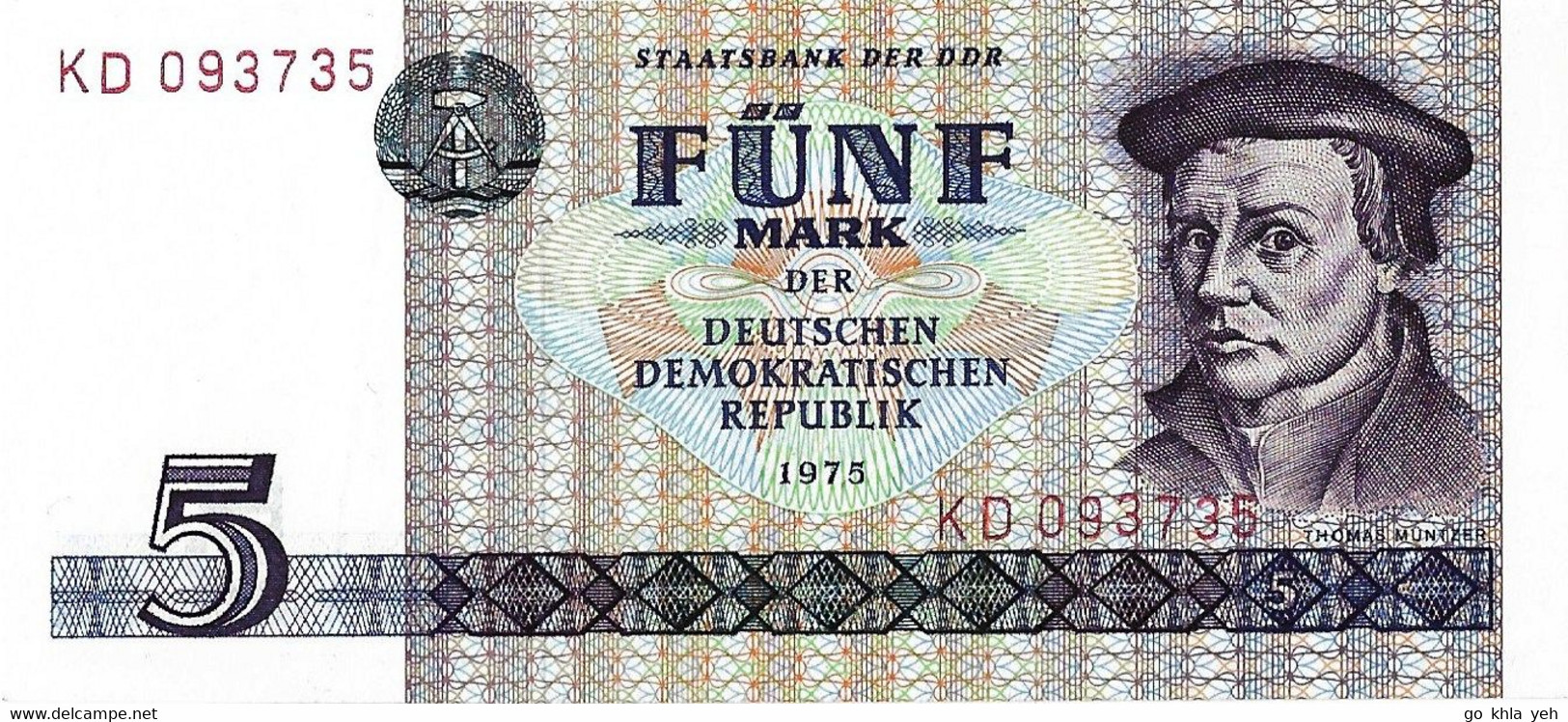 REPUBLIQUE DEMOCRATIQUE ALLEMANDE 1975 5 Deutsche Mark - P.27a Neuf UNC - 5 Mark