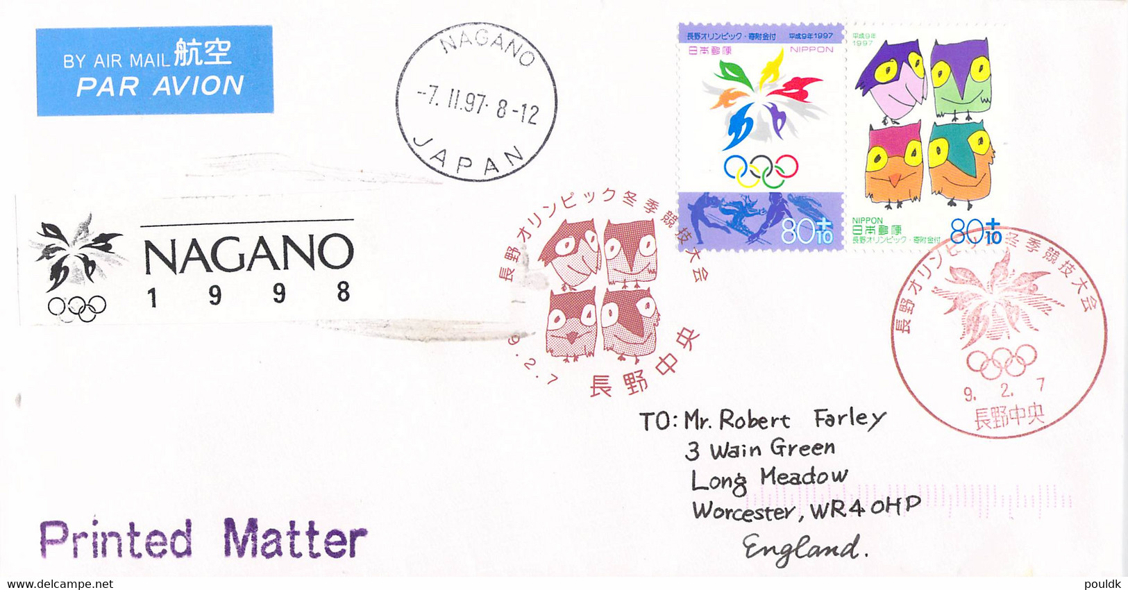 Japan Cover 1998 Nagano Olympic Games - Posted 1997 (LD19) - Inverno1998: Nagano