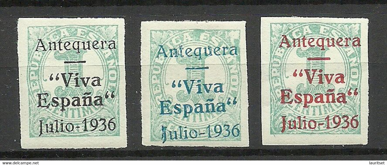 SPAIN Spanien Espana 1936 Antequera (Malaga) Local Issue Lokalausgabe With Black/blue/red OPT * - Sonstige & Ohne Zuordnung