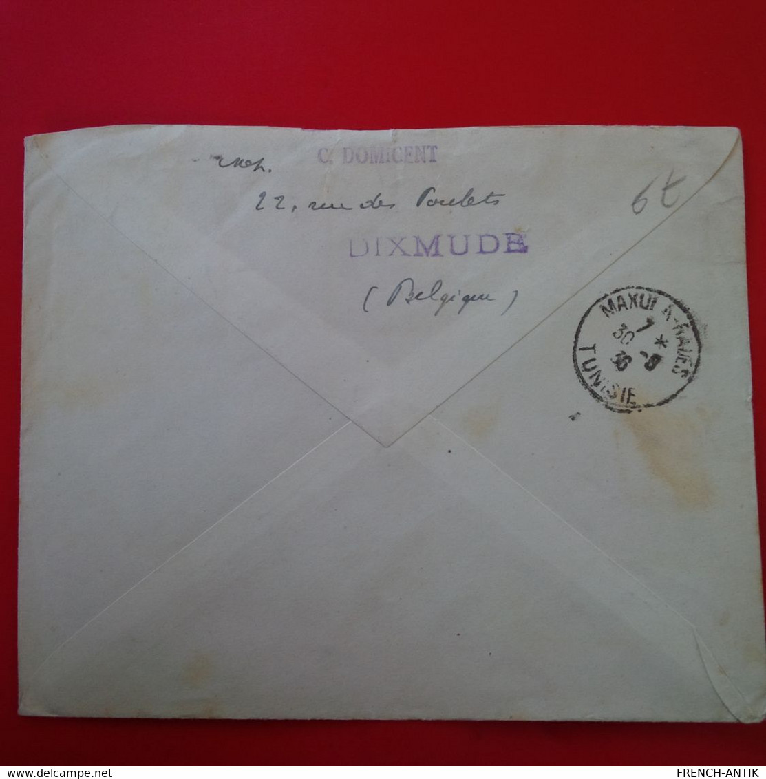 LETTRE DIXMUDE POUR MAXULA RADES TUNISIE 1936 - Storia Postale