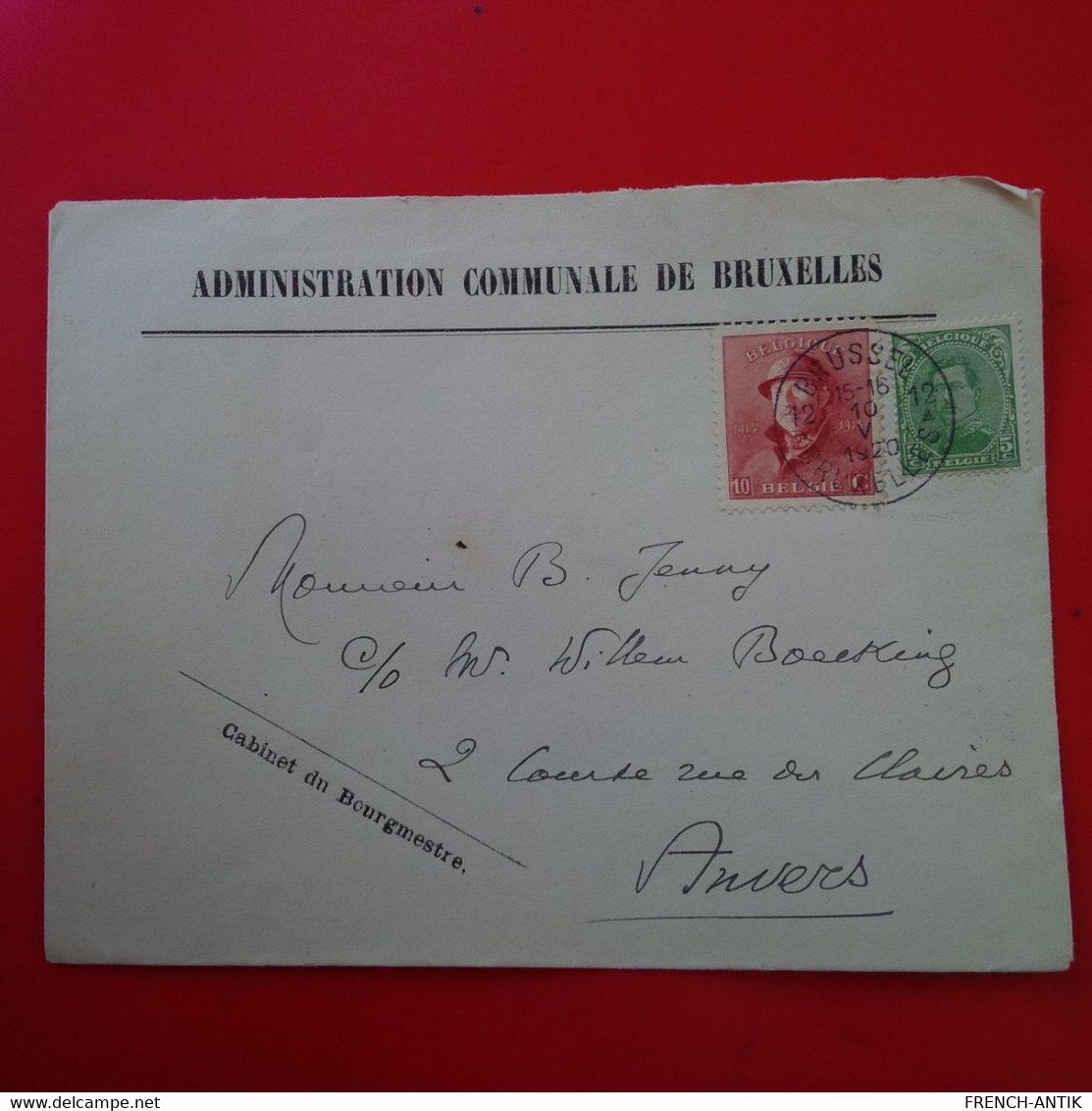 LETTRE BRUXELLES POUR ANVERS 1920 - Cartas & Documentos