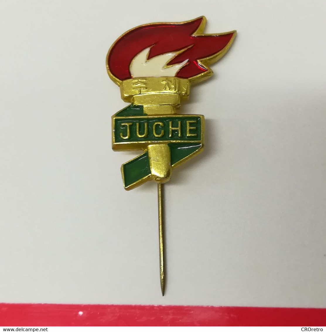 NORTH KOREA, Propaganda Kim Ir Sen Ideology JUCHE, Vintage Pin, Badge, 70's - Amministrazioni