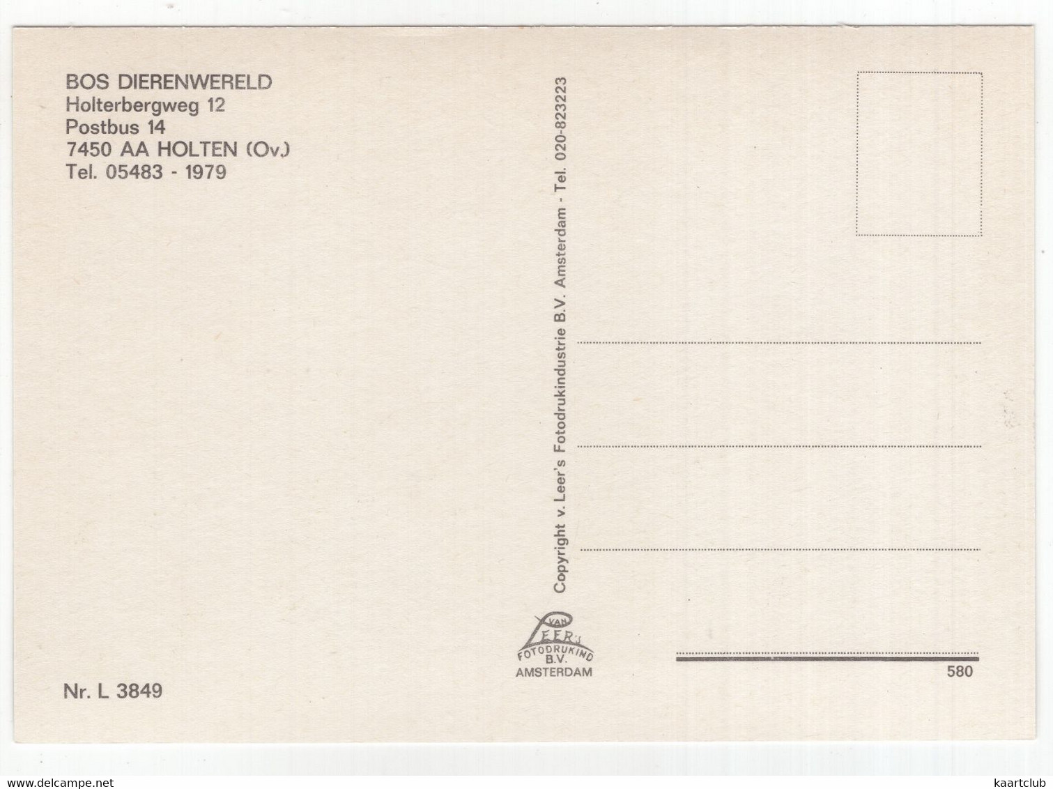 Holten (Ov.) - BOS DIERENWERELD: Vechtende Herten - Holterbergweg 12 - (Nederland) - Nr. L 3849 - Holten