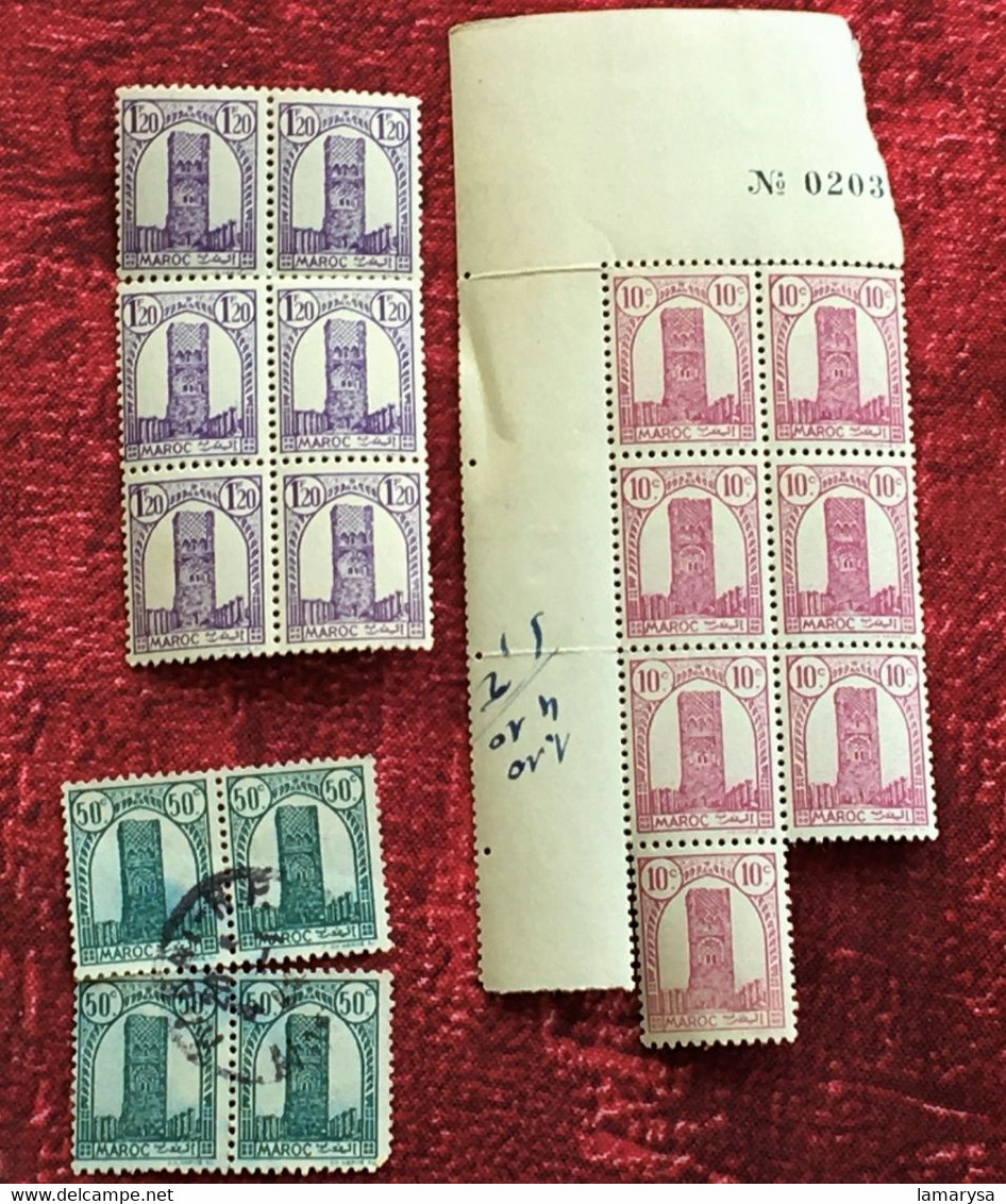 Lot Timbres (ex-colonies & Protectorats) Maroc (1891-1956) Neufs*-☛-☛blocs De 6 & 5+oblitérés Voir Verso- - Blocs-feuillets