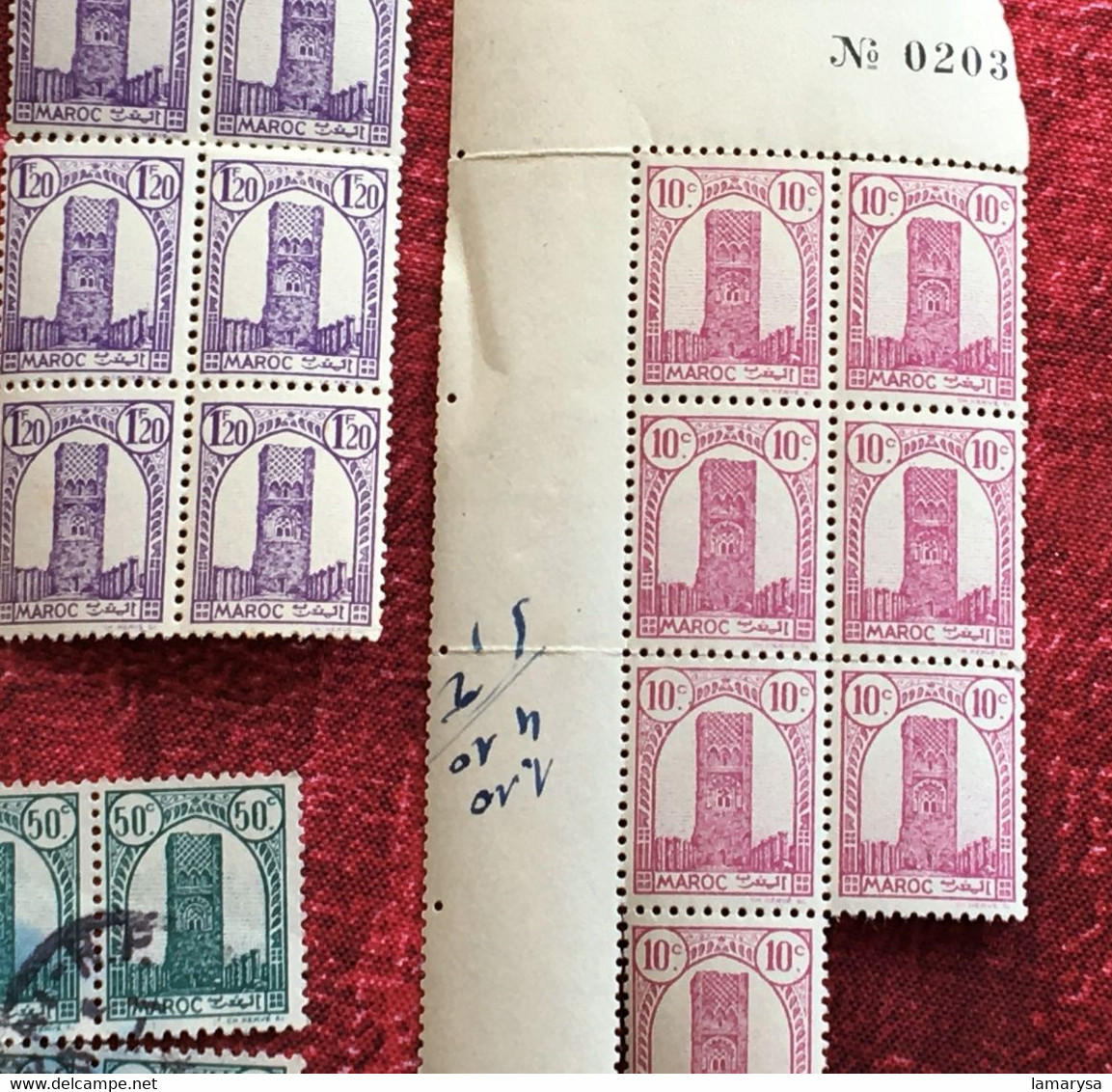 Lot Timbres (ex-colonies & Protectorats) Maroc (1891-1956) Neufs*-☛-☛blocs De 6 & 5+oblitérés Voir Verso- - Blocchi & Foglietti
