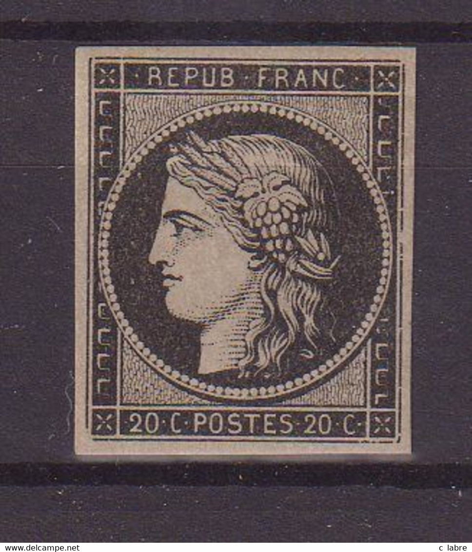 FRANCE :  N° 3 * . TB . SIGNE BRUN . 1849 .  ( CATALOGUE YVERT ) . - 1849-1850 Cérès