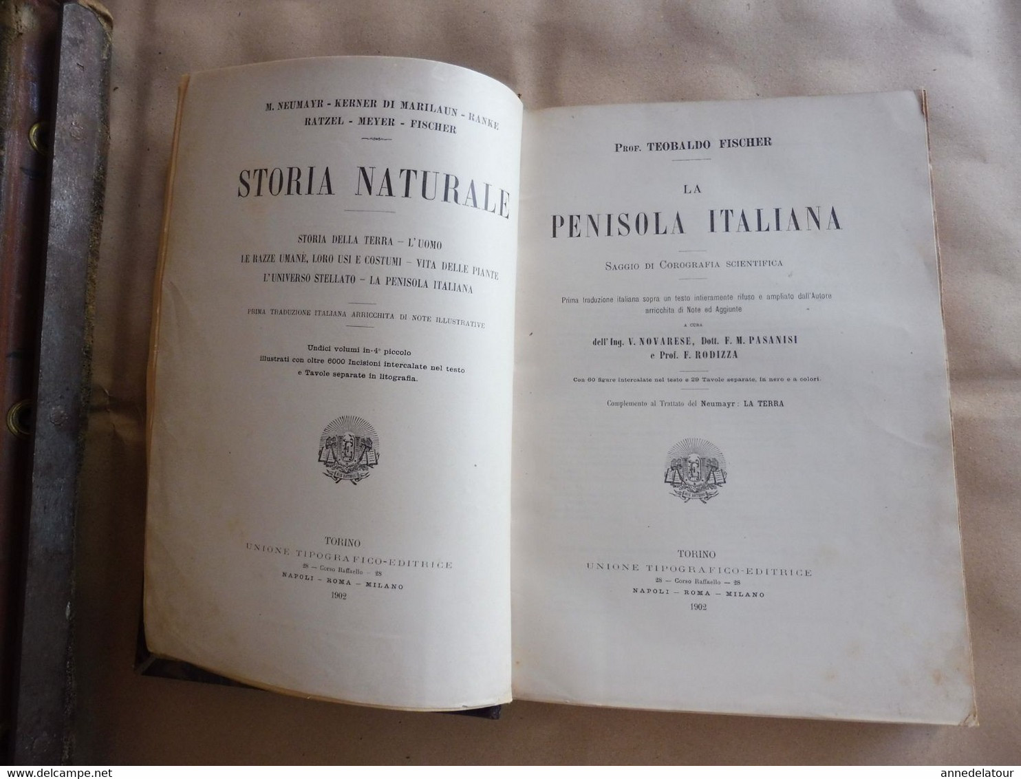 1902  STORIA NATURALE - LA PENISOLA ITALIANA (Prof. Teobaldo Fischer)- Con 60 figure intercalate nel test e 29 Tavole...