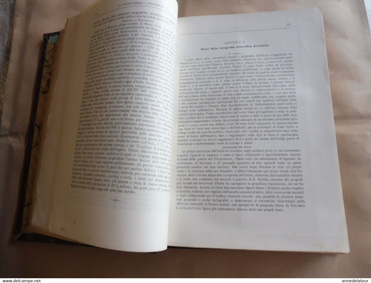 1902  STORIA NATURALE - LA PENISOLA ITALIANA (Prof. Teobaldo Fischer)- Con 60 figure intercalate nel test e 29 Tavole...