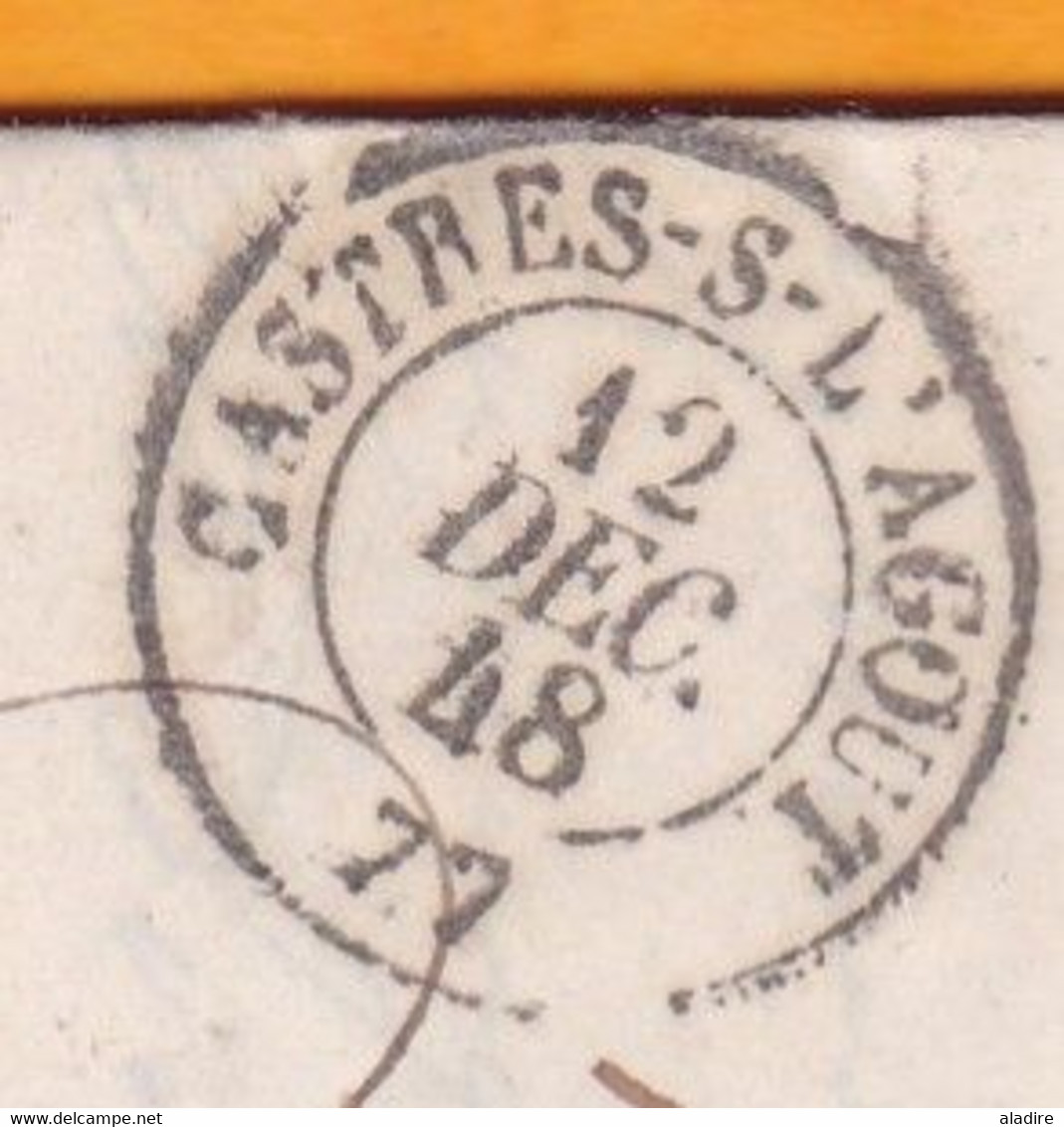 1848 - Lettre Pliée Avec Corr De 2 P En PORT PAYE PP  De CASTRES Sur L'Agoût Vers ALBY Albi, Tarn - Cad Arrivée - 1801-1848: Precursors XIX