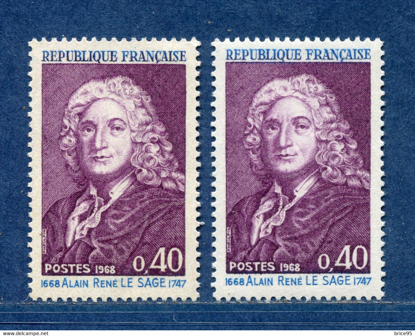 ⭐ France - Variété - YT N° 1558 - Couleurs - Pétouilles - Neuf Sans Charnière - 1968 ⭐ - Unused Stamps
