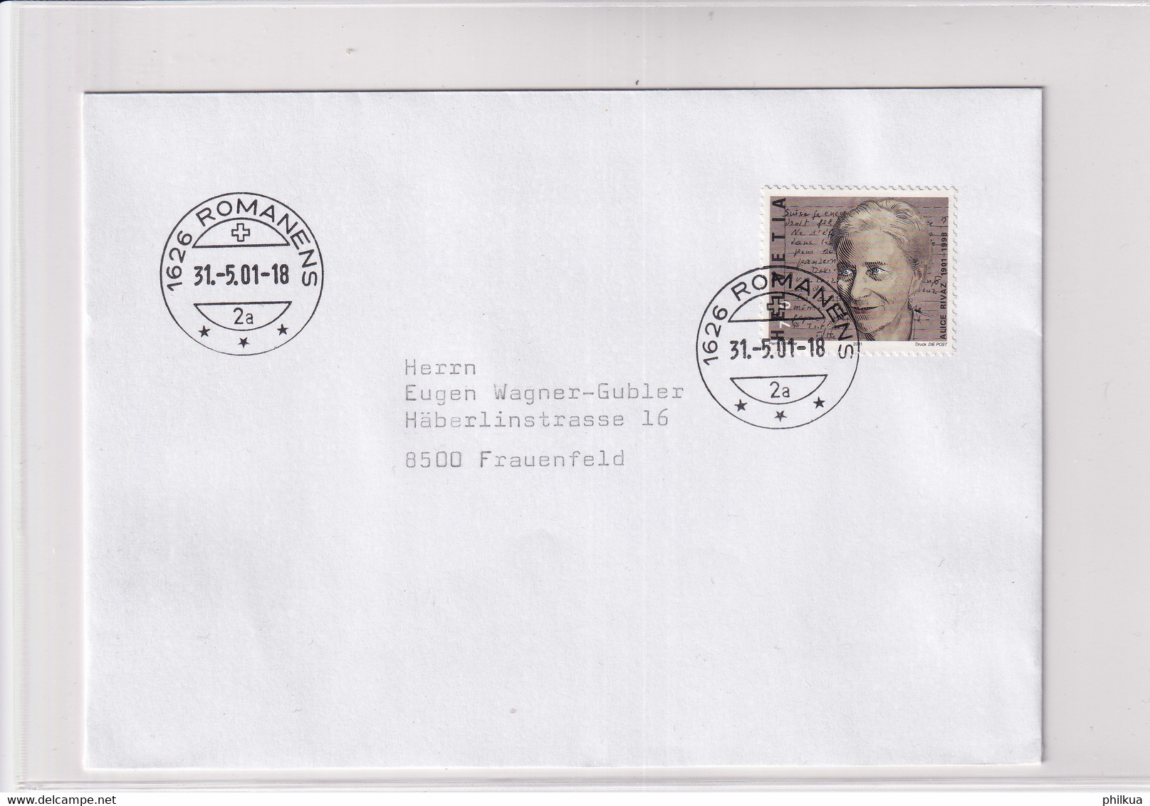 1015 Auf Brief Mit Letzttagstempel Poststelle ROMANENS (FR) - Covers & Documents