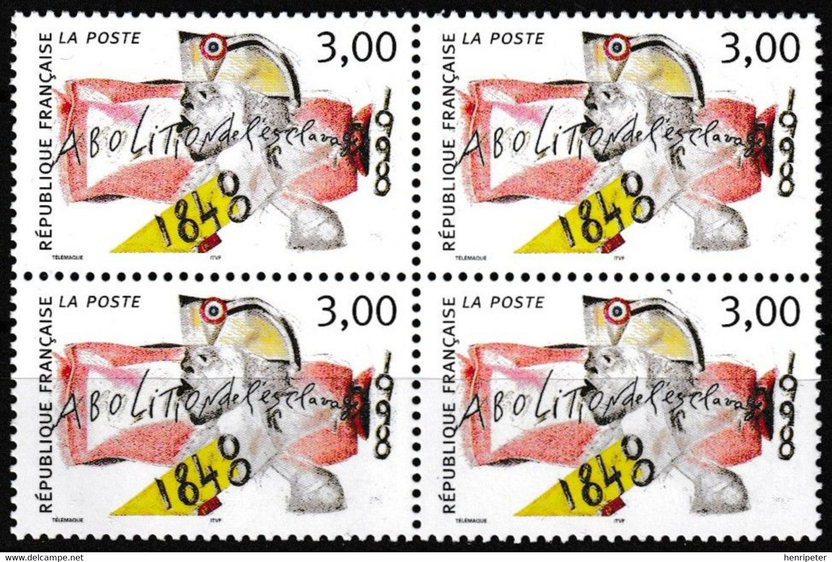 Bloc De 4 Timbres-poste Gommés Neufs** - 150e Anniversaire De L'abolition De L'esclavage - N° 3148 (Yvert) - France 1998 - Neufs