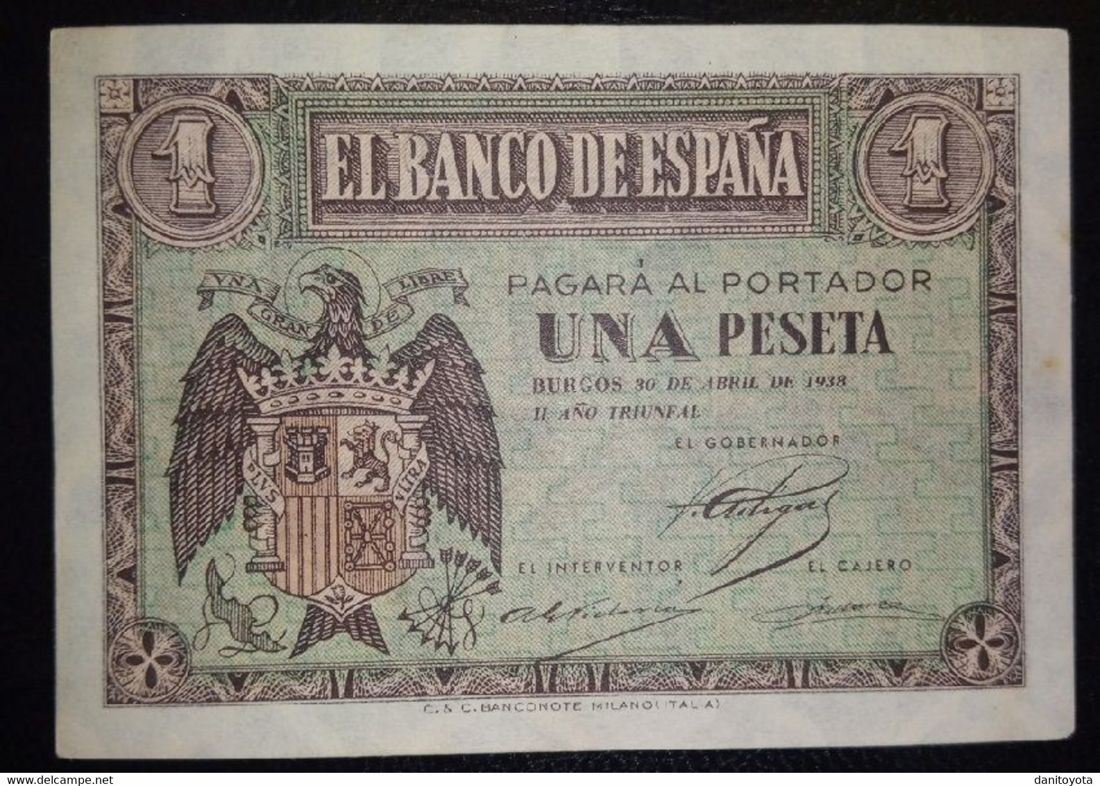 ESPAÑA.  EDIFIL 428a.  1 PTA 30 DE ABRIL DE 1938 SERIE D, CONSERVACIÓN EBC. - 1-2 Peseten