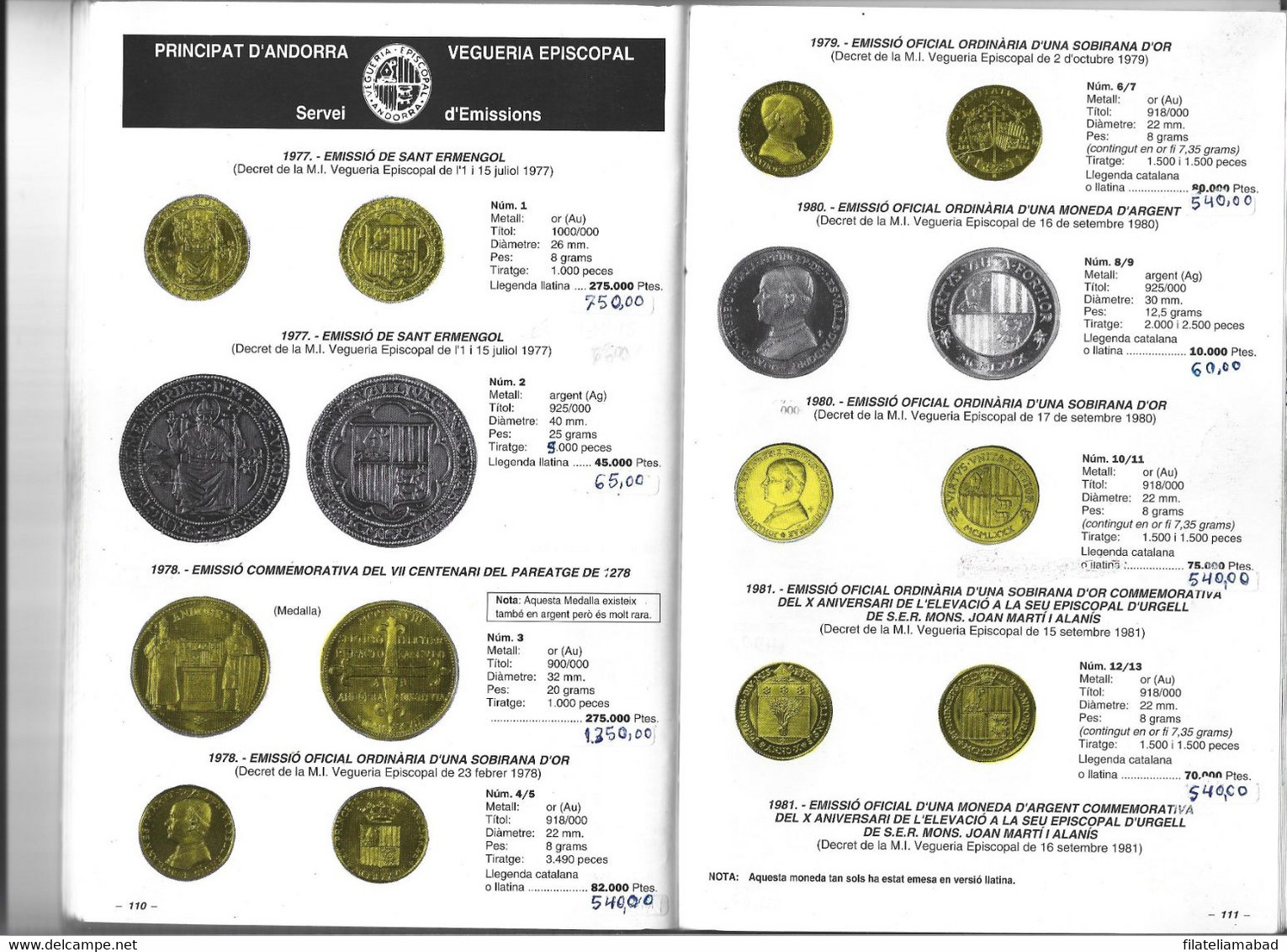 ANDORRA- CATALOGO DE SELLOS, MONEDAS BILLETES Y TARJETAS TELEFONICAS. PRECIOS DEL  1995 PRECIO 1,00€ + GASTOS DE ENVÍO. - Sonstige & Ohne Zuordnung