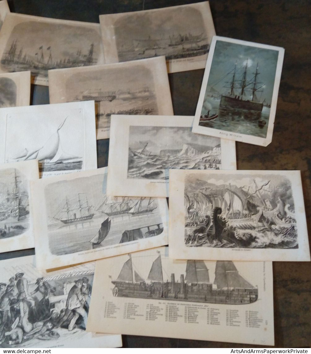 Lot Mixte : 25x Navires, 19ème Siècle/ Gemengd Lot: 25x Schepen, 19de Eeuw/ Mixed Lot: 25x Ships, 19th Century - Arte