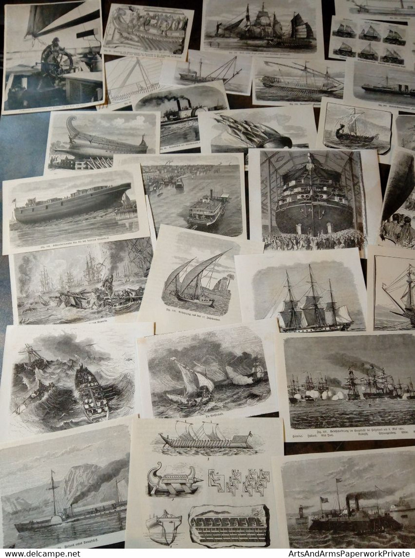 Lot Mixte : 80x Navires, 19ème Siècle/ Gemengd Lot: 80x Schepen, 19de Eeuw/ Mixed Lot: 80x Ships, 19th Century - Art