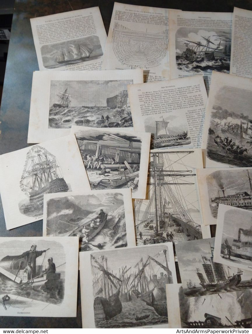 Lot Mixte : 80x Navires, 19ème Siècle/ Gemengd Lot: 80x Schepen, 19de Eeuw/ Mixed Lot: 80x Ships, 19th Century - Kunst