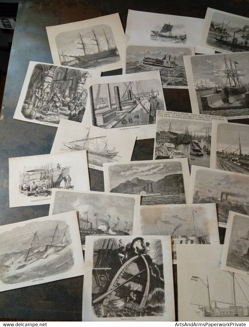 Lot mixte : 80x navires, 19ème siècle/ Gemengd lot: 80x schepen, 19de eeuw/ Mixed lot: 80x ships, 19th century