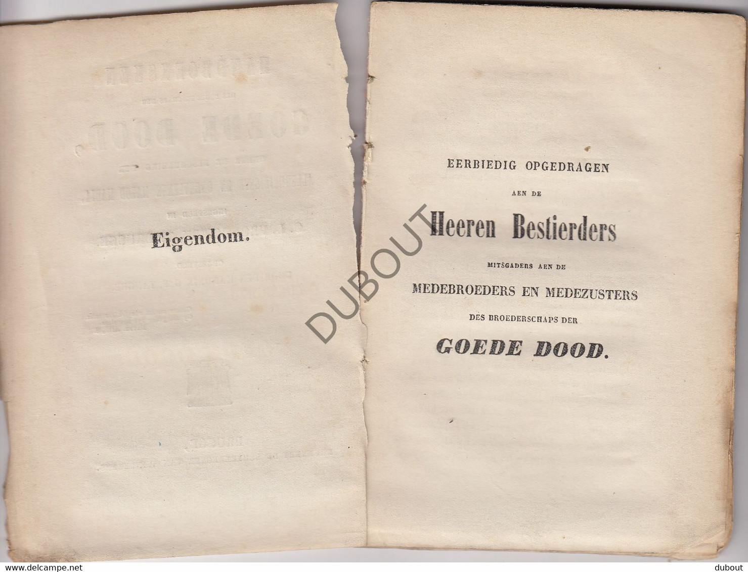 BRUGGE Handboeksken Des Broederschaps Der Goede Dood Kanunnki Tanghe 1859 (N605) - Anciens