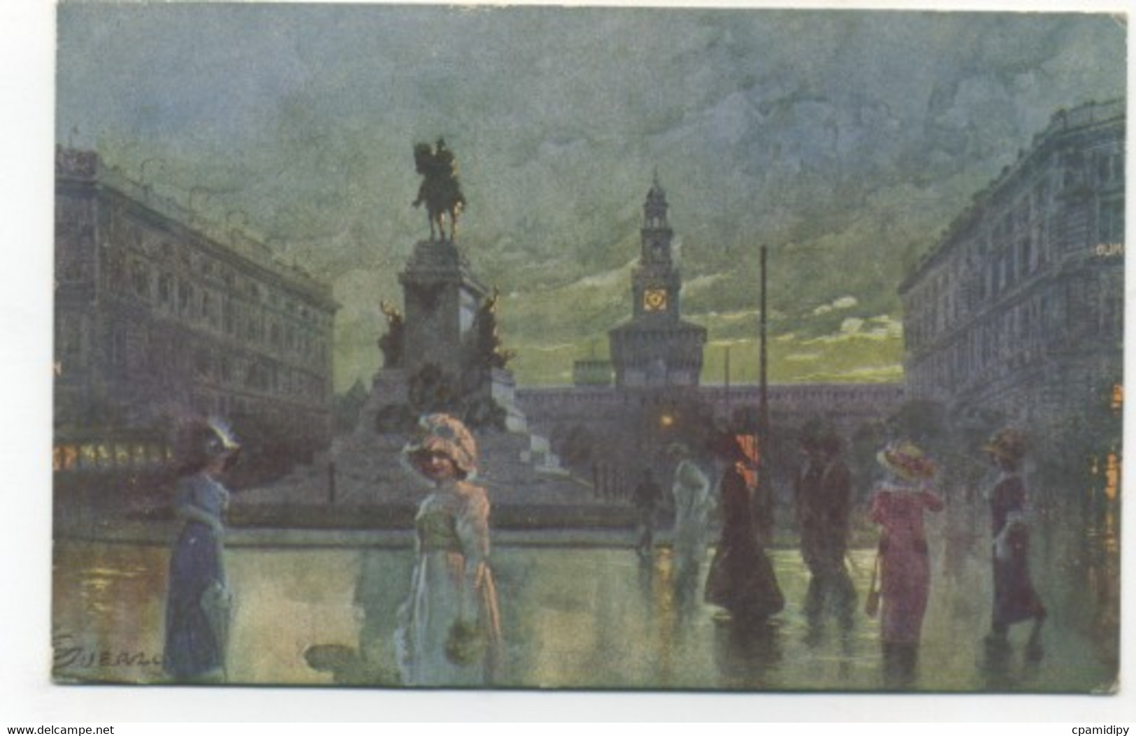 ILLUSTRATEUR - GUERINONI - MILANO - Largo Cairoli Monumento A Garibaldi - Belles Femmes élégantes - Produzione Italiana - Guerinoni