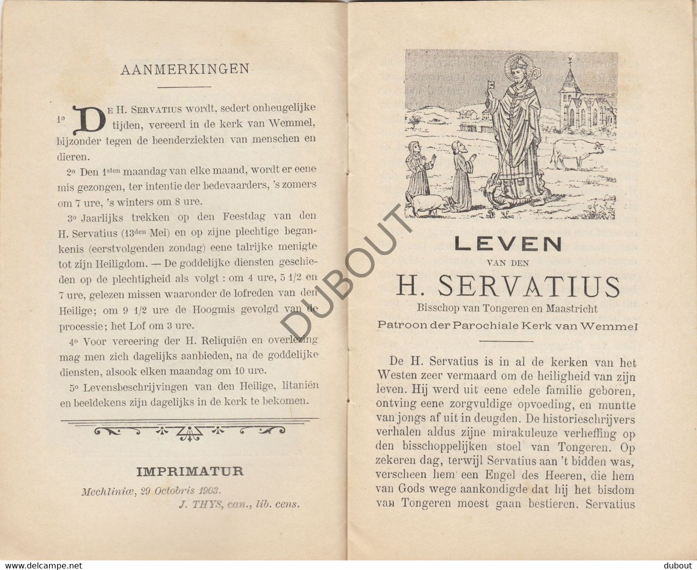 WEMMEL Leven Heilige Servatius - Gedrukt: 1905, Brussel, Met Illustraties (N730) - Anciens