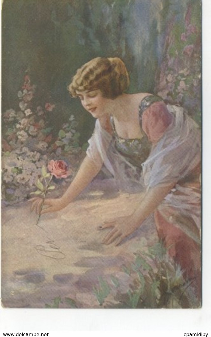 ILLUSTRATEUR - GUERINONI - Femme Ecriture Fleurs (ART NOUVEAU) - Guerinoni