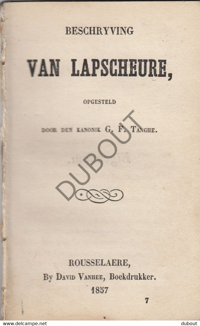 LAPSCHEURE/Damme Beschrijving - Kanunnik Tanghe Roeselare 1857 (N791) - Anciens