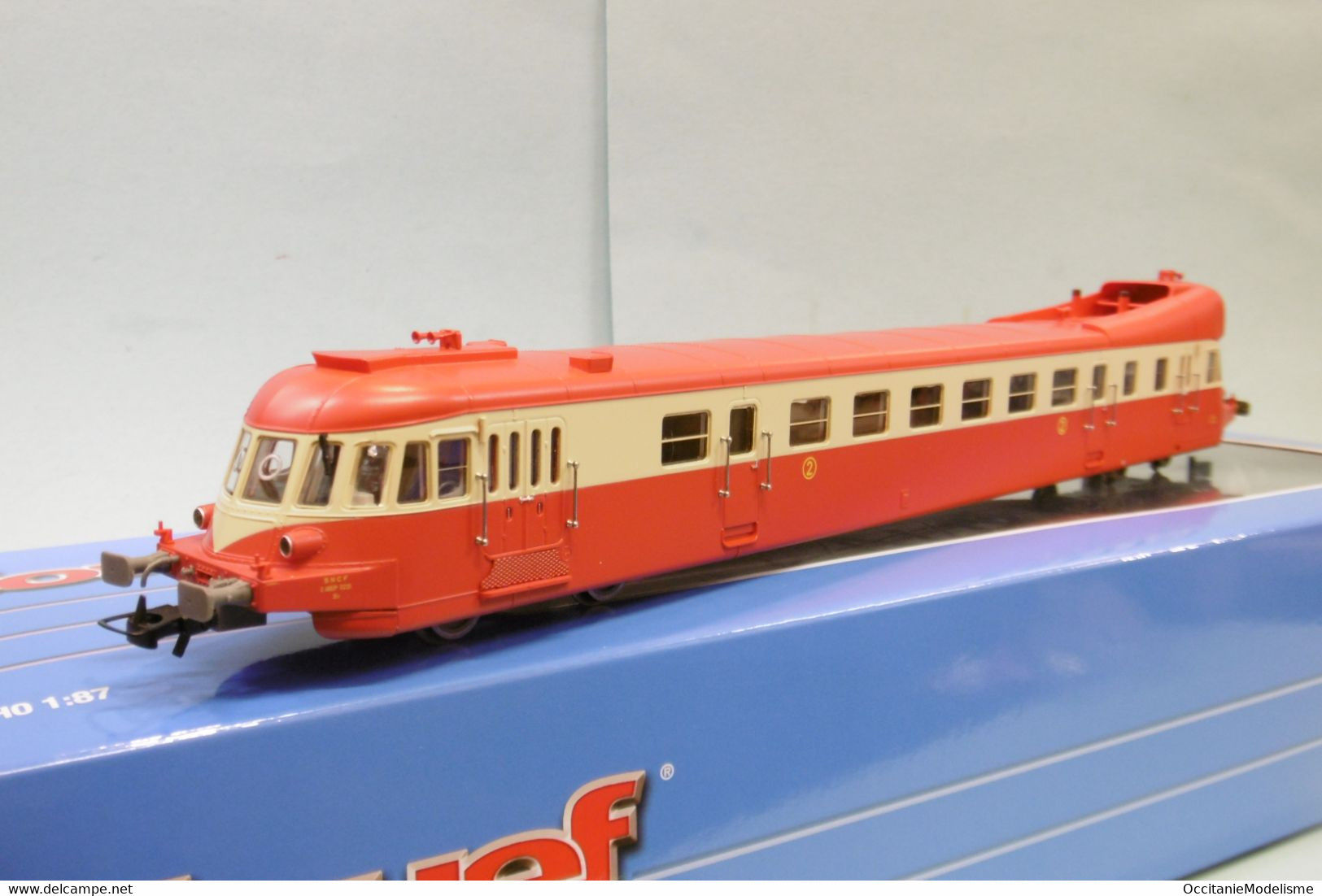 Jouef - Autorail ABJ3 X ABDP 3221 Rouge/beige Toit Rouge SNCF ép. IV Réf. HJ2410 Neuf HO 1/87 - Locomotieven