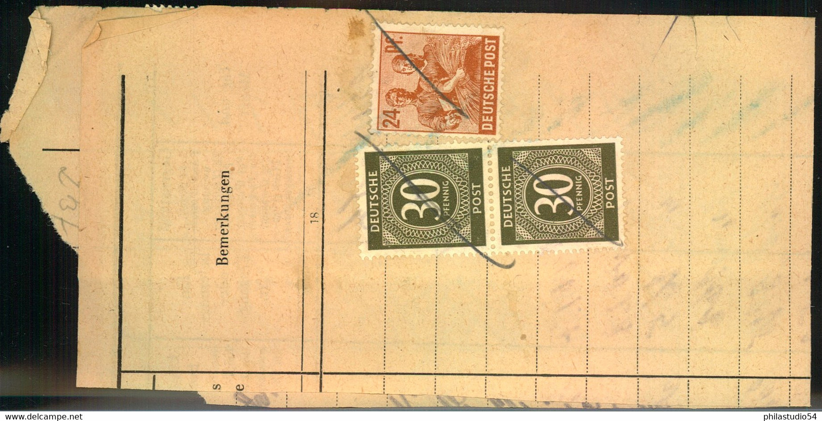 1946, 1 Mark Ziffer Im Viererblock Mit HAN 4017 46 1 Mit Eigenwilligem Stempel - Autres & Non Classés