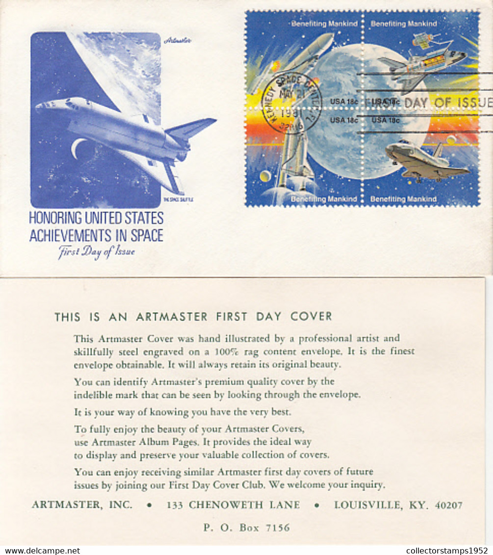 98318-SHUTTLES, US ACHIEVEMENTS IN SPACE, COSMOS, COVER FDC, 1981, USA - América Del Norte