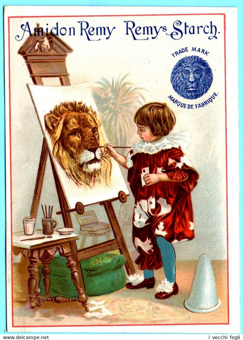 Chromo Amidon Remy. Calendrier 1891, Premier Semestre. Fille Peignant Un Lion. - Petit Format : ...-1900