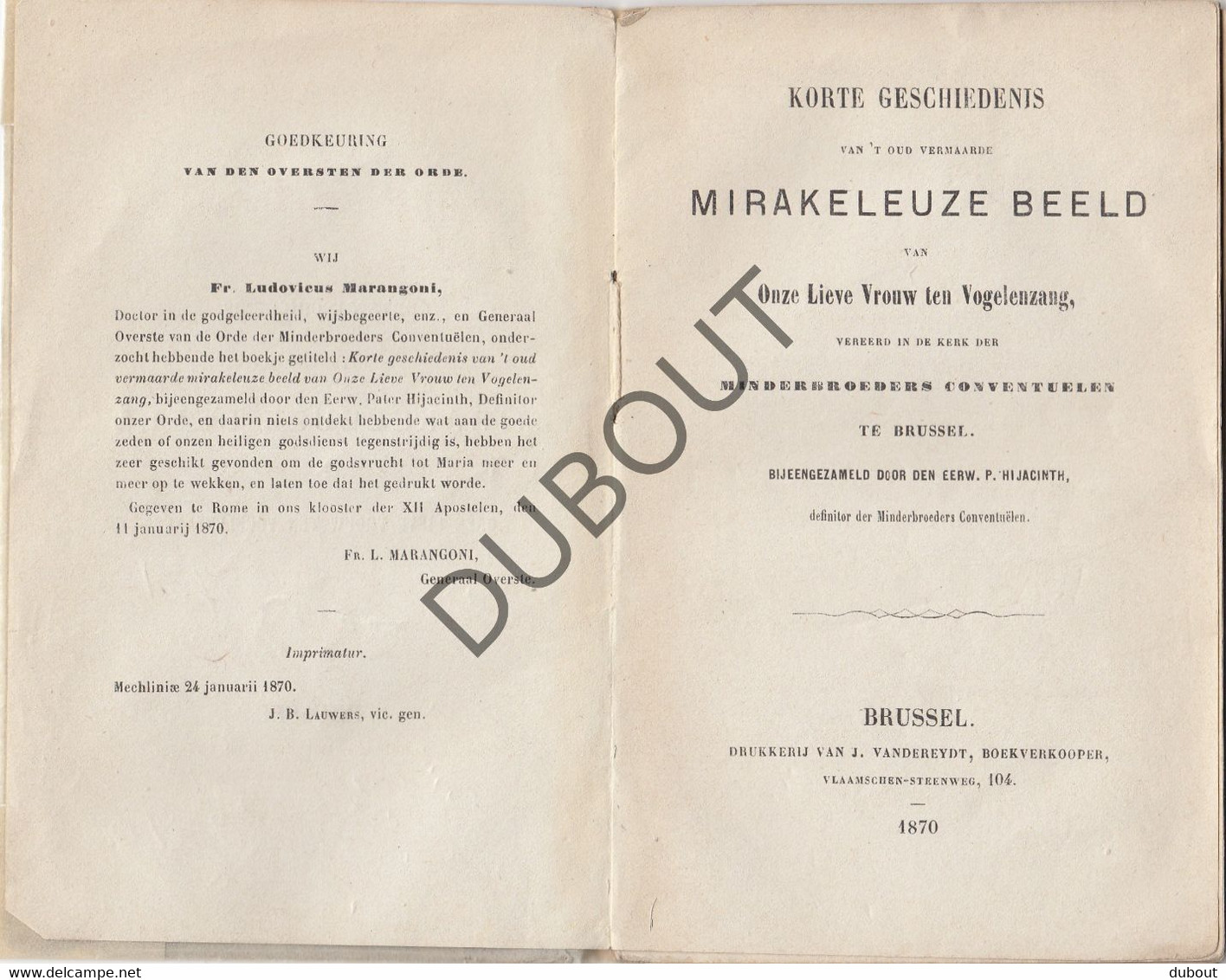 Vogelenzang/Anderlecht Mirakuleuze Beeld OLV 1870 (R219) - Anciens