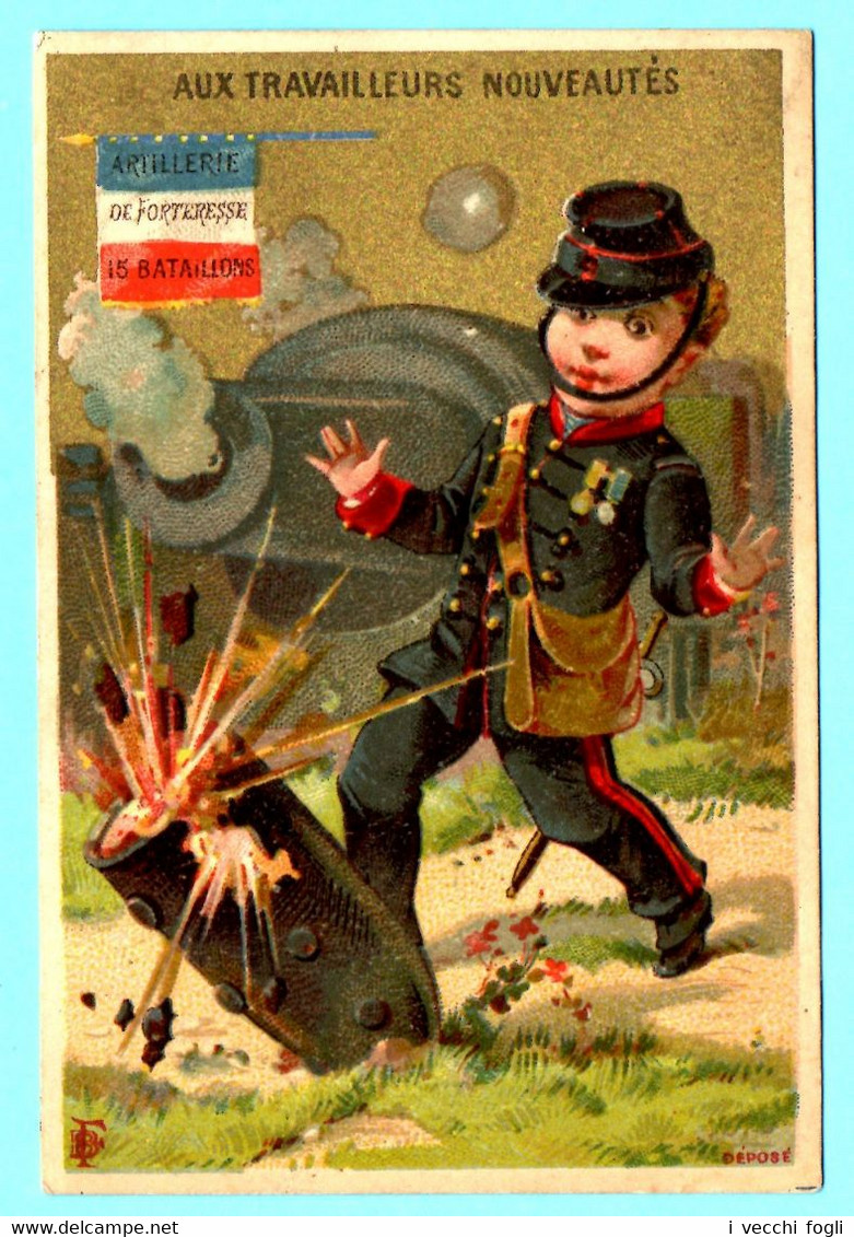 Chromo Gr.s Mag. Aux Travailleurs. Calendrier 1887, Ier Semestre. Artillerie De Forteresse 15 Bataillon. Imp. Bourgerie - Small : ...-1900