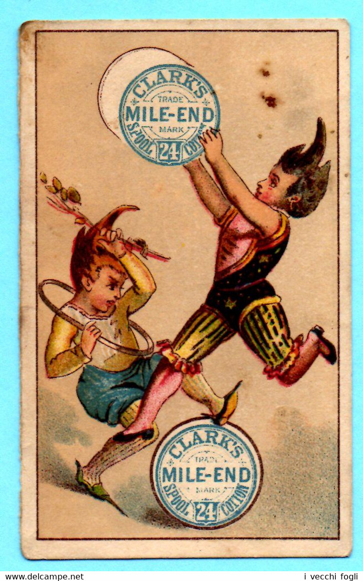 Petite Chromo, Little Trade Card J. Clark Spool Cotton. Semi Calendar 18.. First Semeste. Clowns - Petit Format : ...-1900