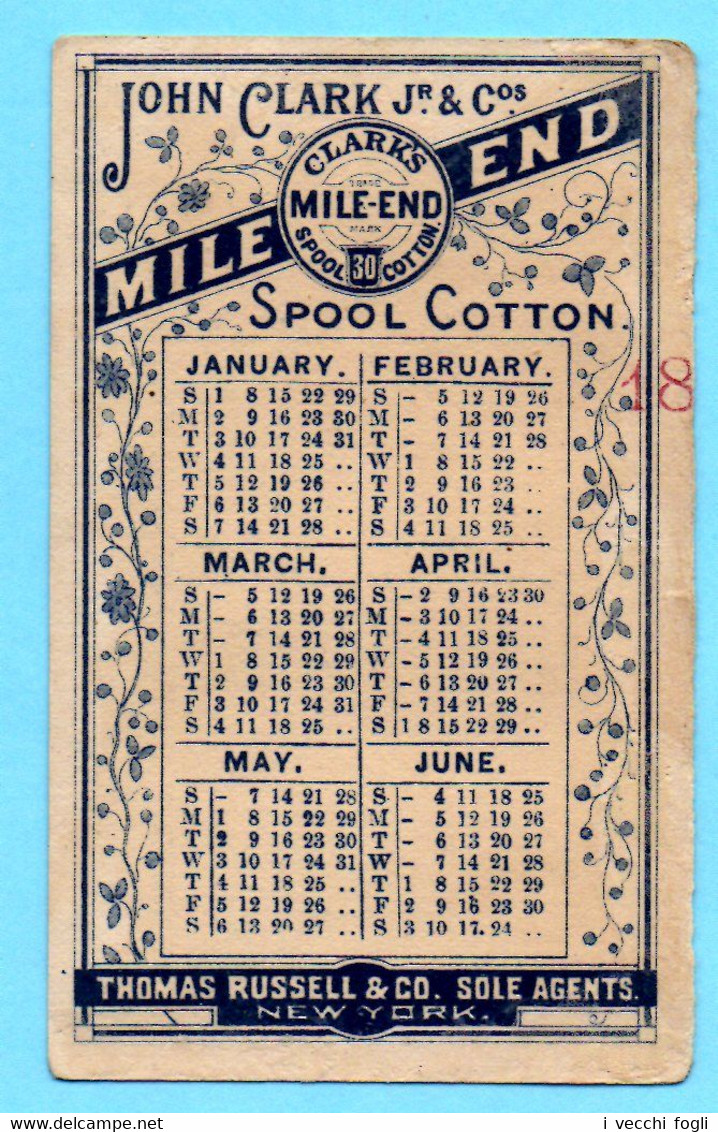 Petite Chromo, Little Trade Card J. Clark Spool Cotton. Semi Calendar 18.. First Semeste. Clowns - Small : ...-1900