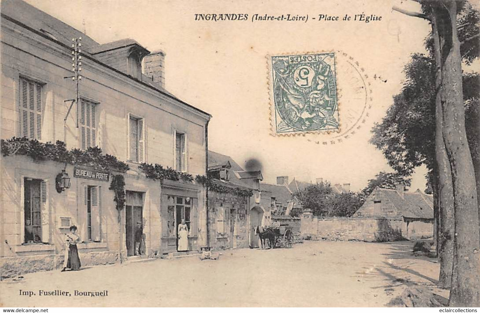 Ingrandes-de-Touraine:       37       Place De L'église.   Bureau De Poste                (voir Scan) - L'Île-Bouchard