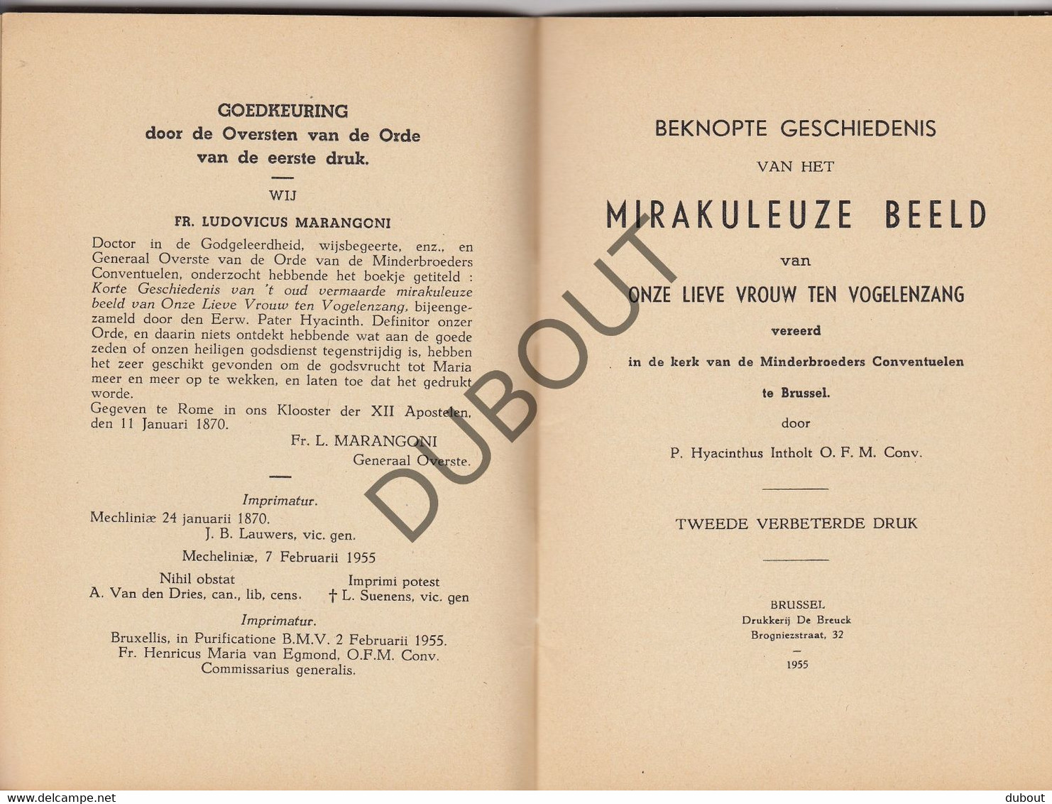 Vogelenzang/Anderlecht Mirakuleuze Beeld OLV 1955 Tweede Druk (R218) - Anciens