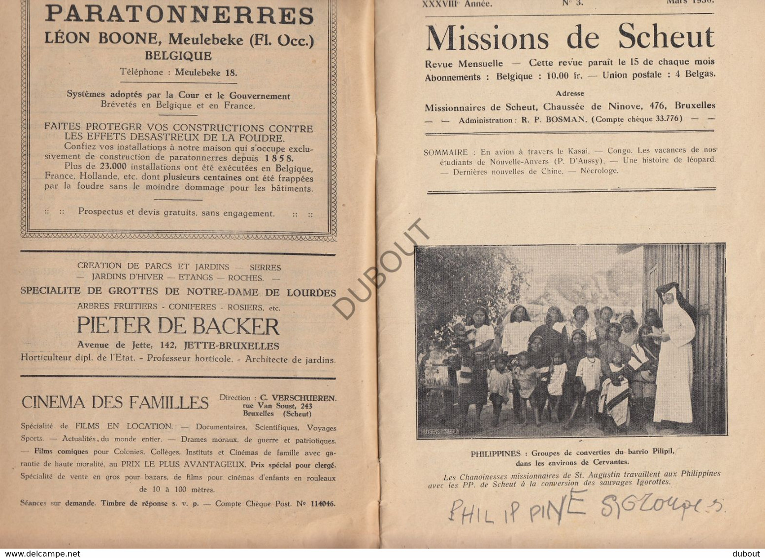 ZELE/Berlare Aflevering Van Tijdschrift Missions De Scheut 1930 E.P. Nelis (N837) - Anciens