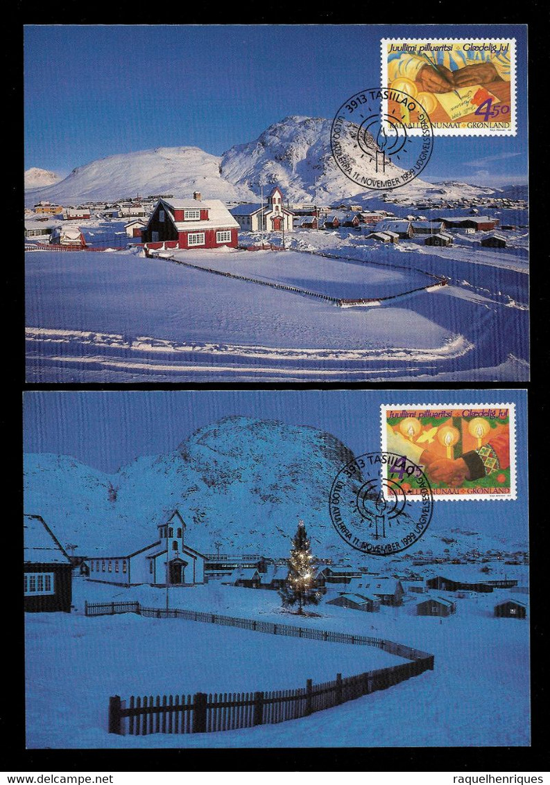 GREENLAND MAXIMUM POSTCARD - 2 Cards 1999 Christmas Stamps (STB9-102) - Cartes-Maximum (CM)