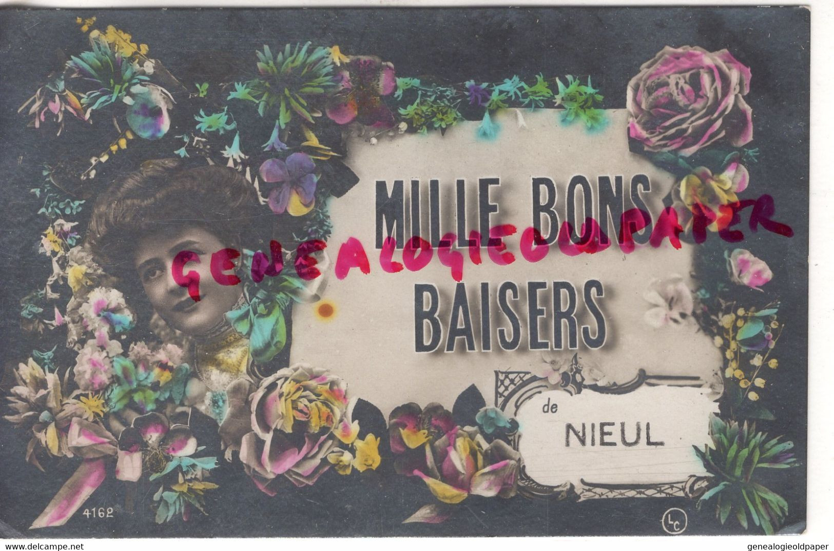 87- - NIEUL - MILLE BONS BAISERS  CARTE GLACEE FEMME FLEURS - Nieul