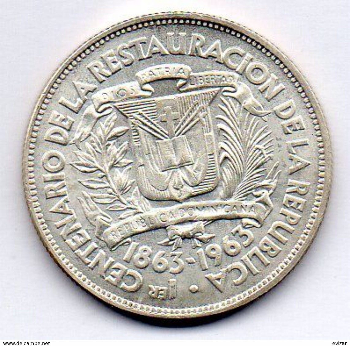 DOMINICAN REPUBLIC, 1/2 Peso, Silver, Year 1963, KM #29 - Dominikanische Rep.