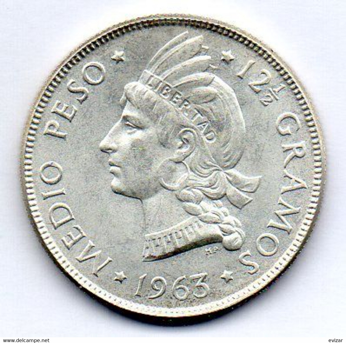 DOMINICAN REPUBLIC, 1/2 Peso, Silver, Year 1963, KM #29 - Dominikanische Rep.