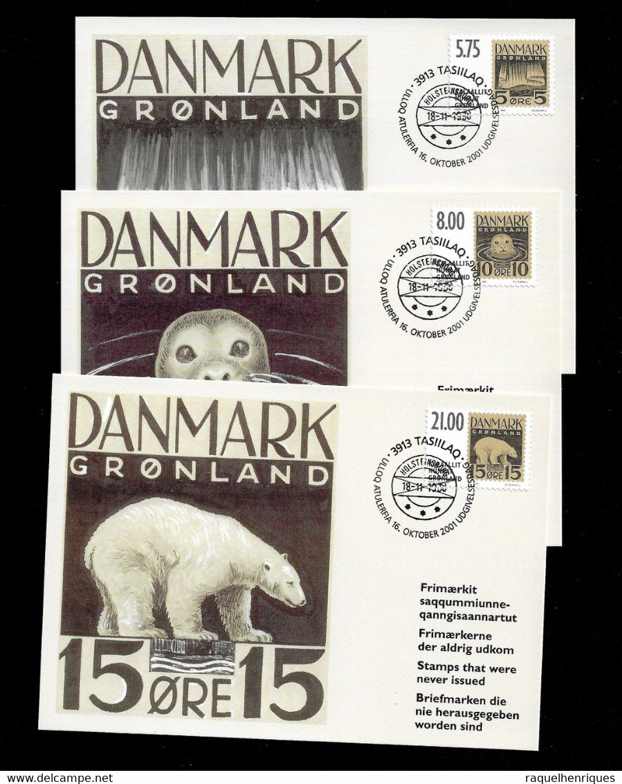 GREENLAND MAXIMUM POSTCARD - 3 Cards 2001 Stamp Exhibition Hafnia '01 (STB9-115) - Cartes-Maximum (CM)