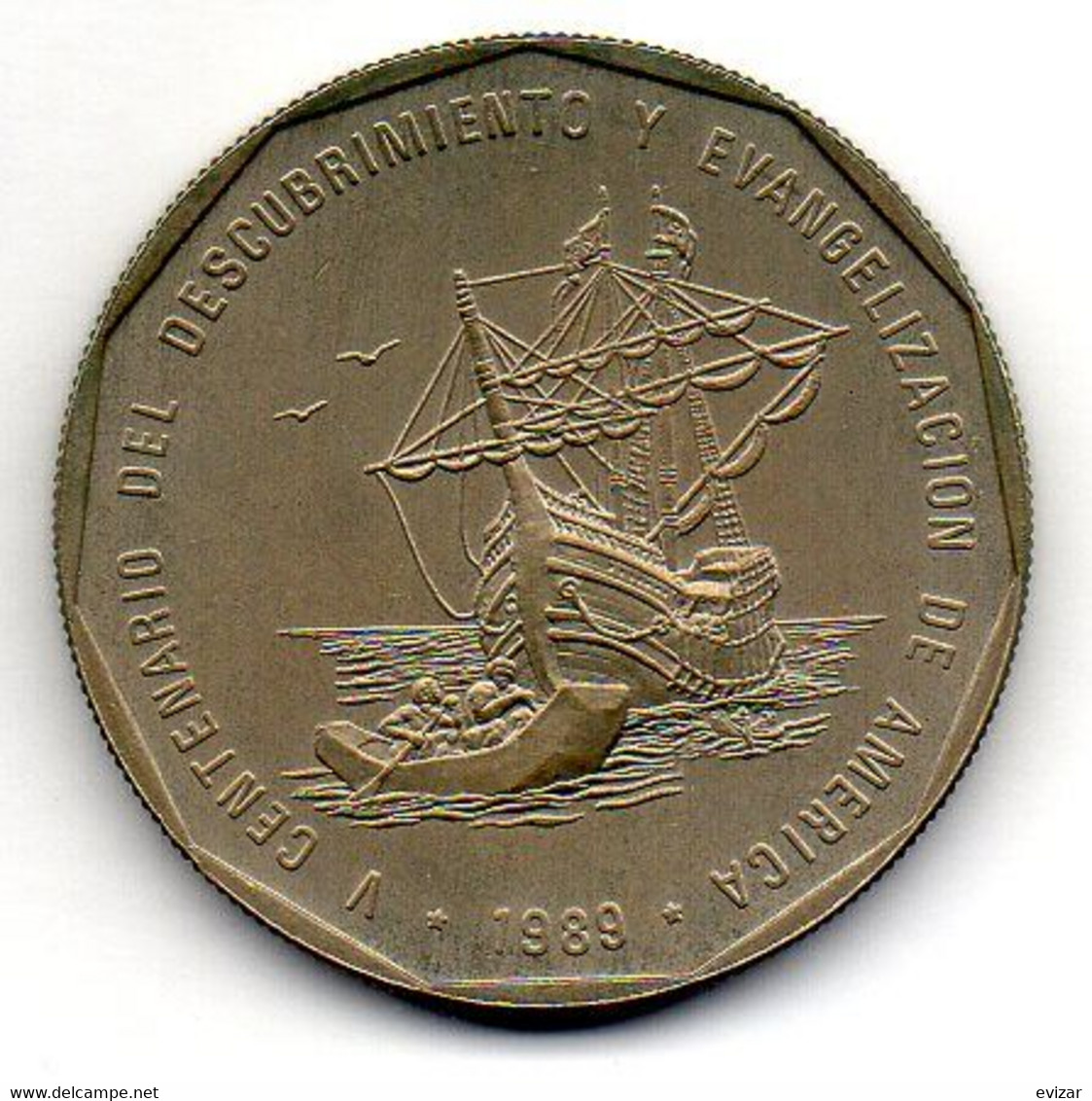 DOMINICAN REPUBLIC, 1 Peso, Copper-Nickel, Year 1989, KM #74 - Dominicana