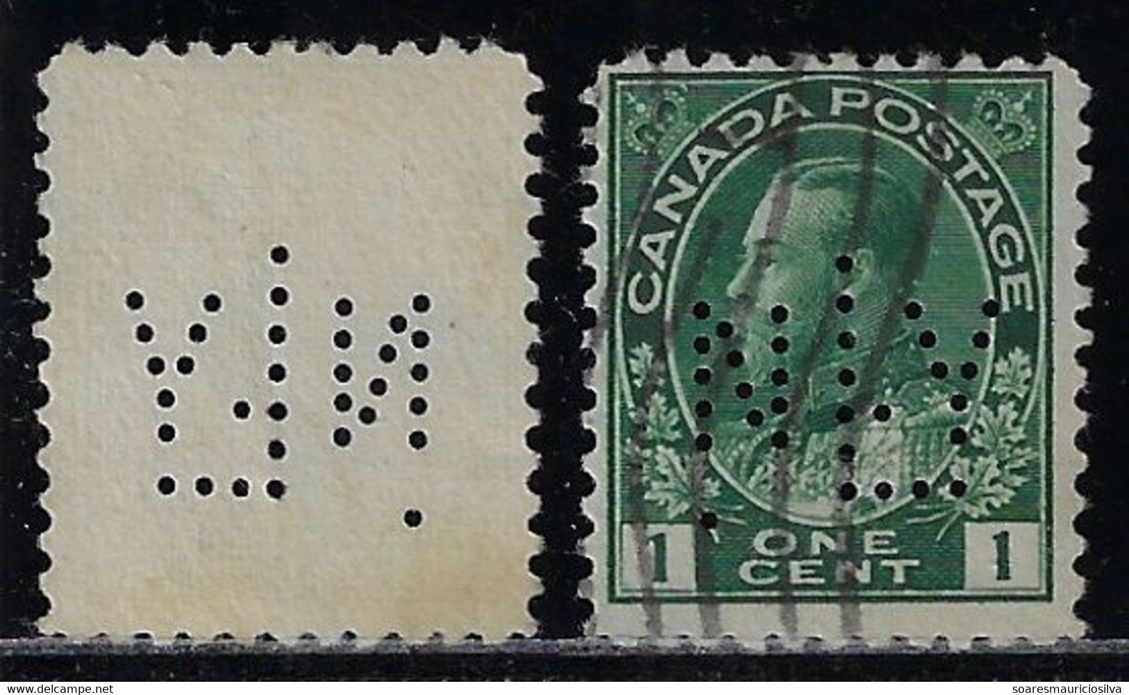 Canada 1903 / 1956 Stamp With Perfin NLY By New York Life Insurance Co. Lochung Perfore - Perforadas