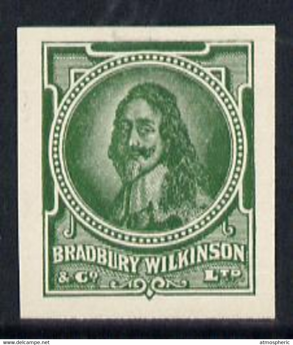 Great Britain Bradbury Wilkinson King Charles I Imperf Essay Stamp In Green On Ungummed Paper - Cinderellas