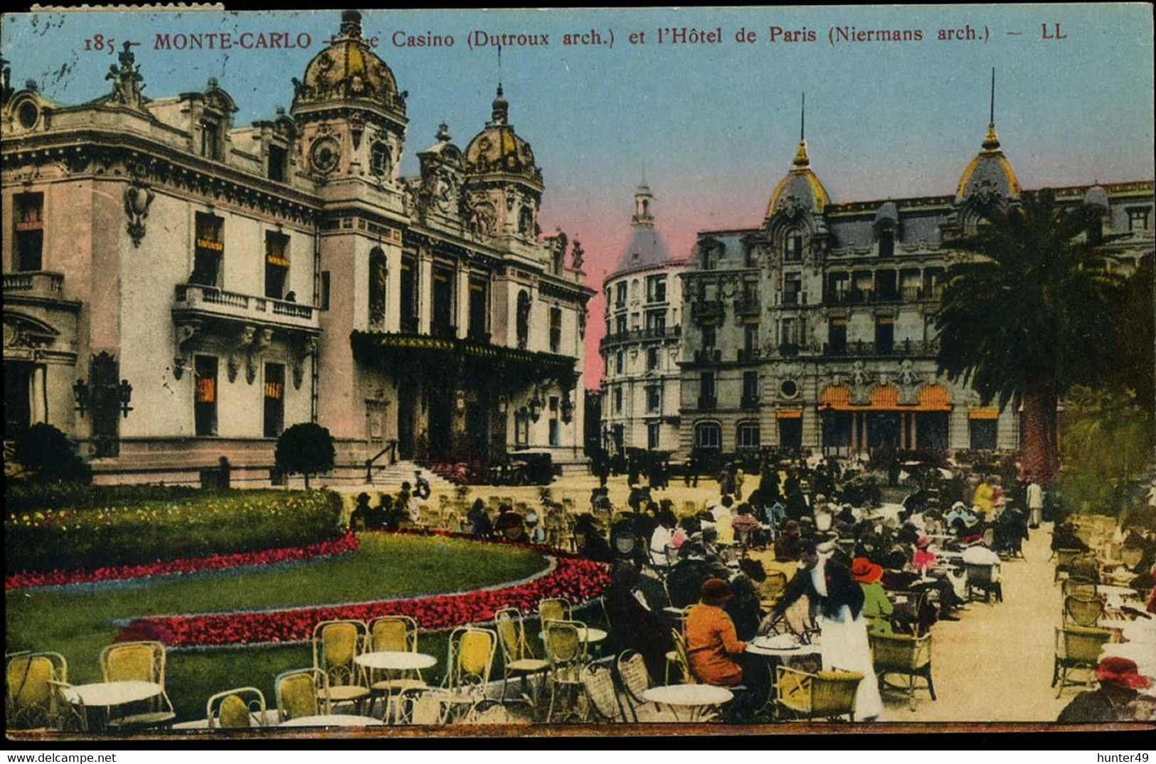 Monte Carlo Le Casino Dutroux Arch Et L'Hôtel De Paris Niermans Arch RM  1928 Très Animée - Hôtels