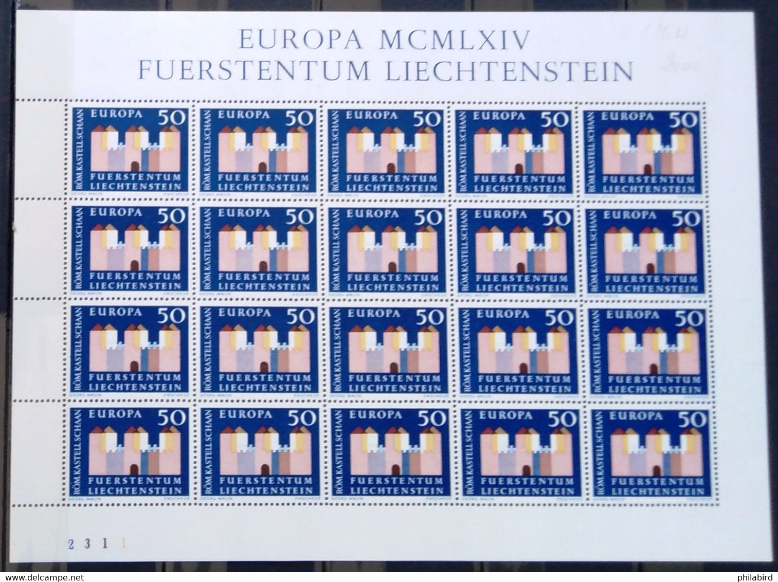 EUROPA  LIECHTENSTEIN                    FEUILLET 388                   NEUF** - 1964