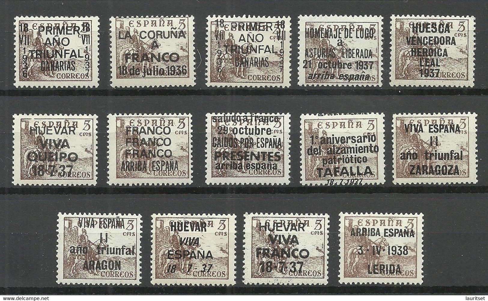 SPAIN Spanien Espana 1937 Civil War Local Issues MNH - Sonstige & Ohne Zuordnung