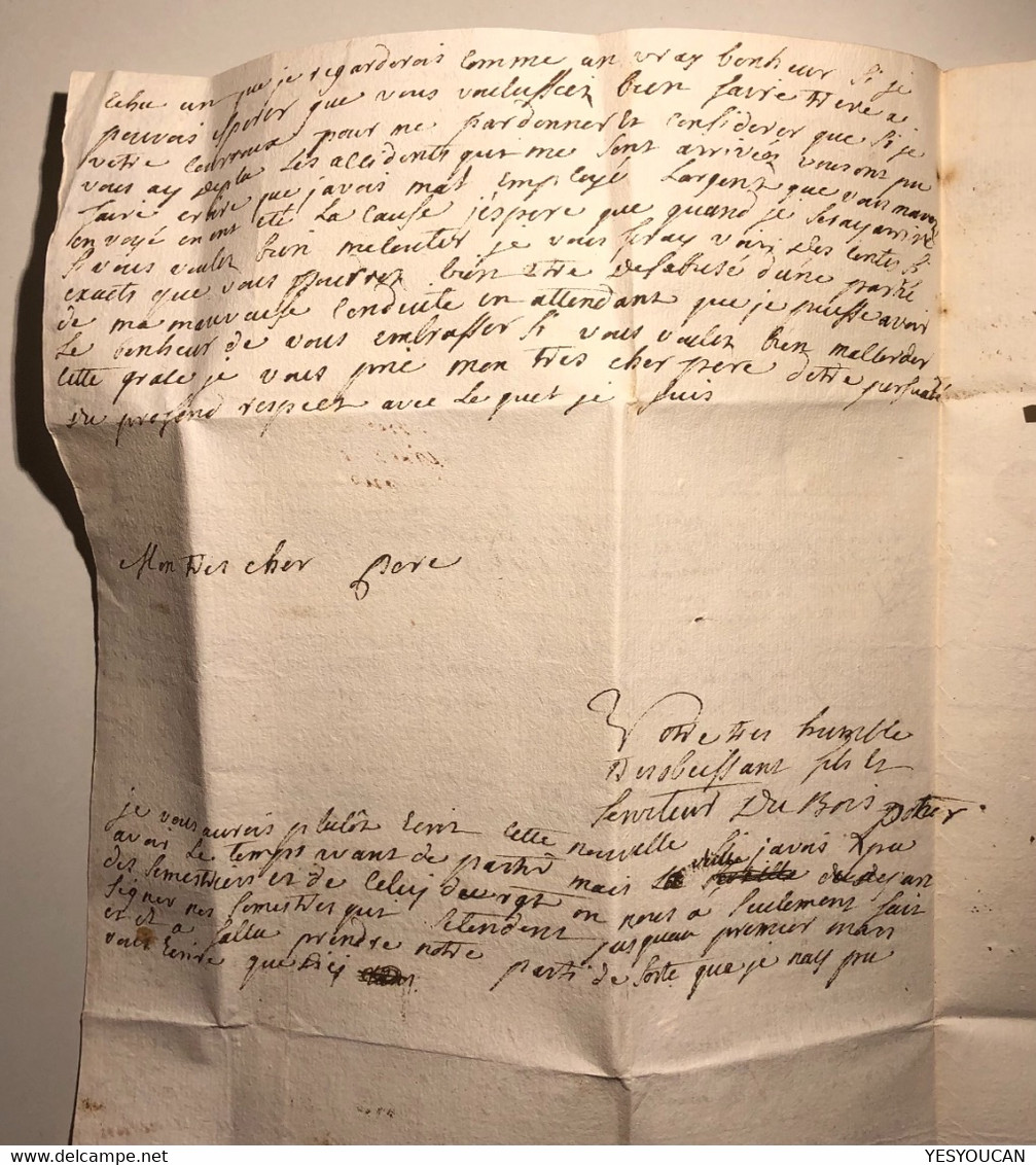 “DE METZ” Manuscript Lettre 1734>Angers (France Alsace Lorraine 55 Moselle - 1701-1800: Précurseurs XVIII